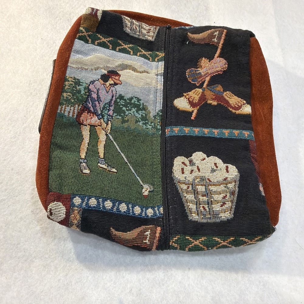 Tapestry Embroidered Golf Themed Tote Bag Leather  Bag With Handle 24